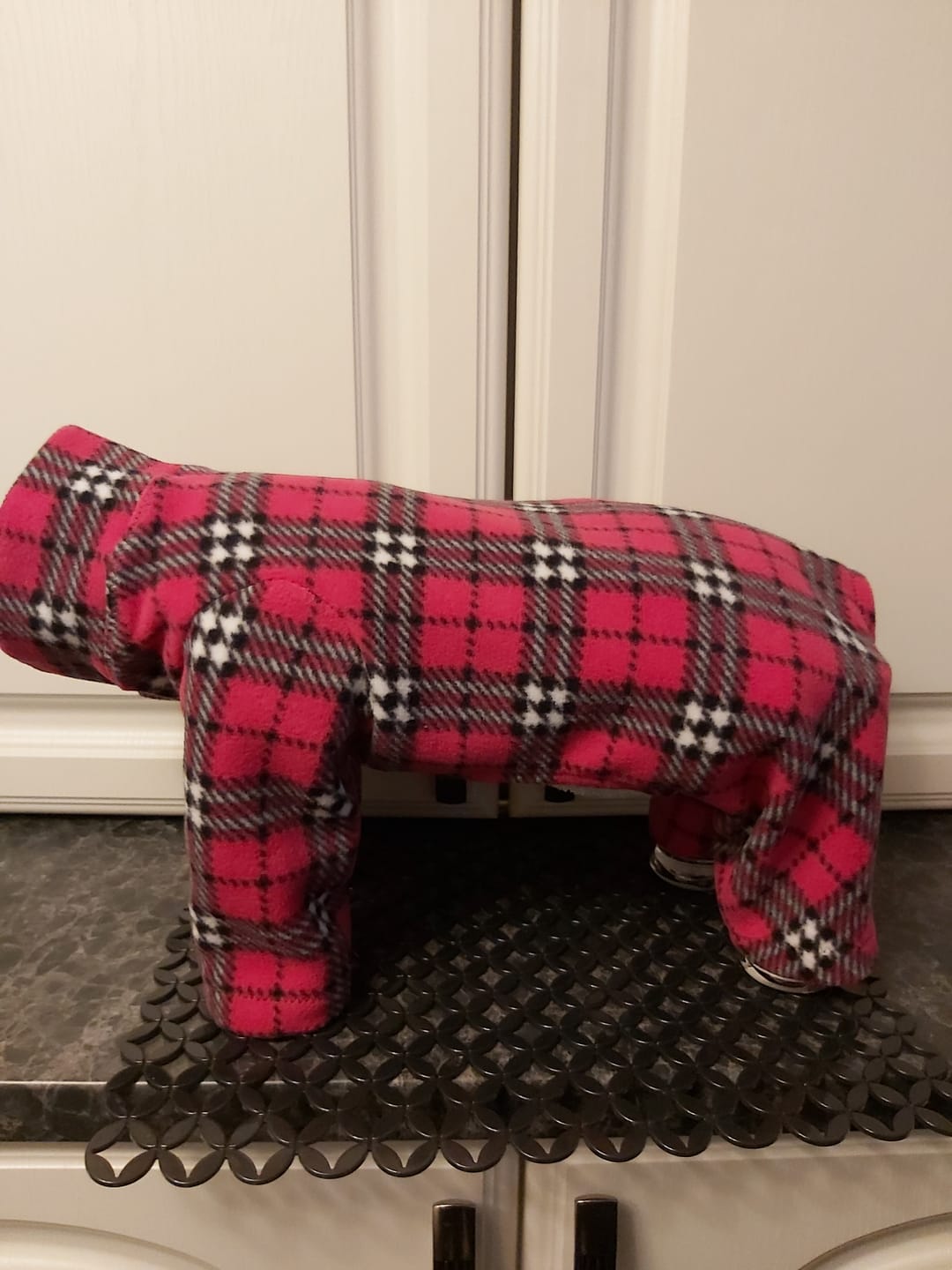 Customer photo review of Pink Checkered Anti Pill Polar Fleece Fabric