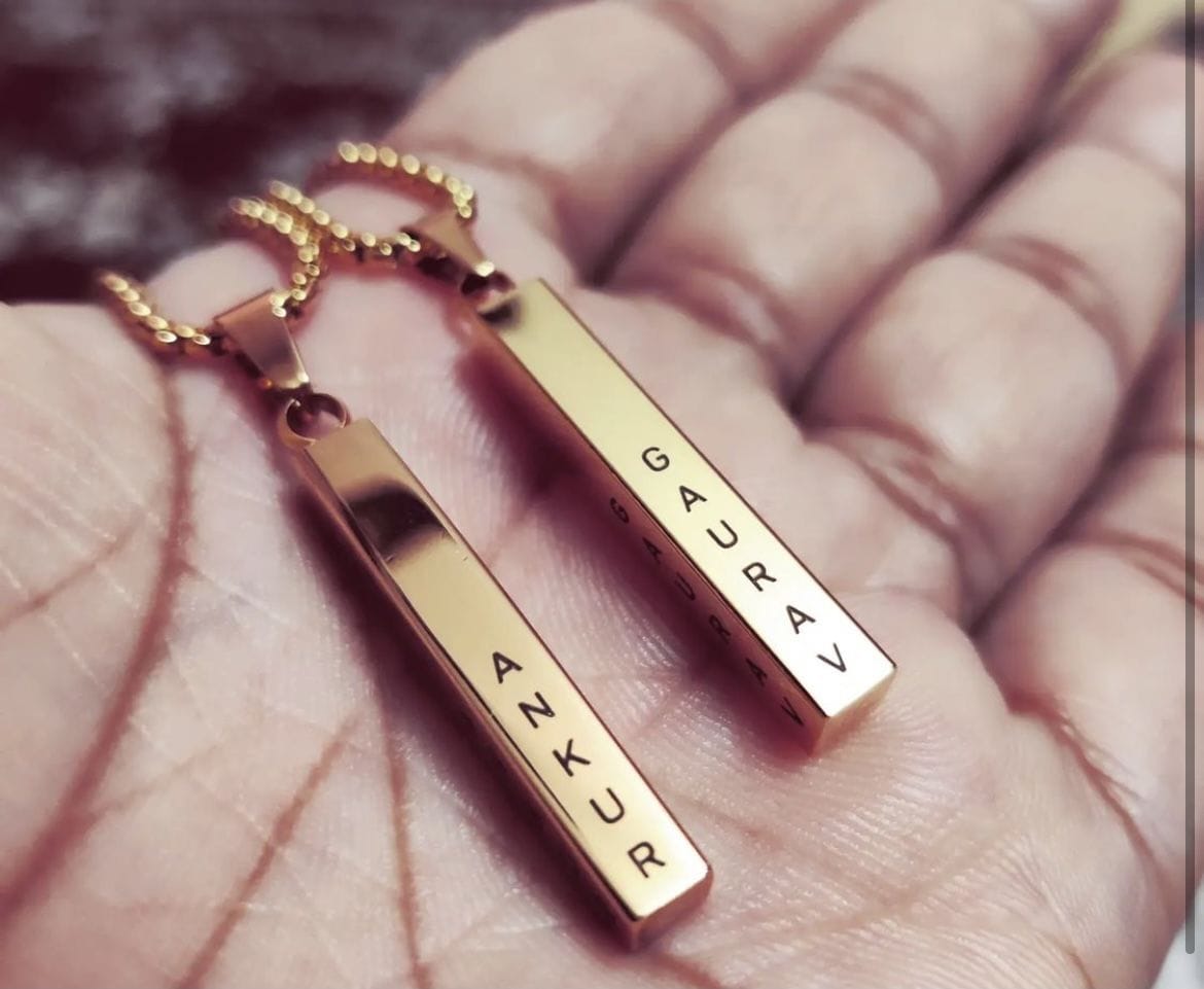 Customer photo review of Personalised Cuboid Locket for Men