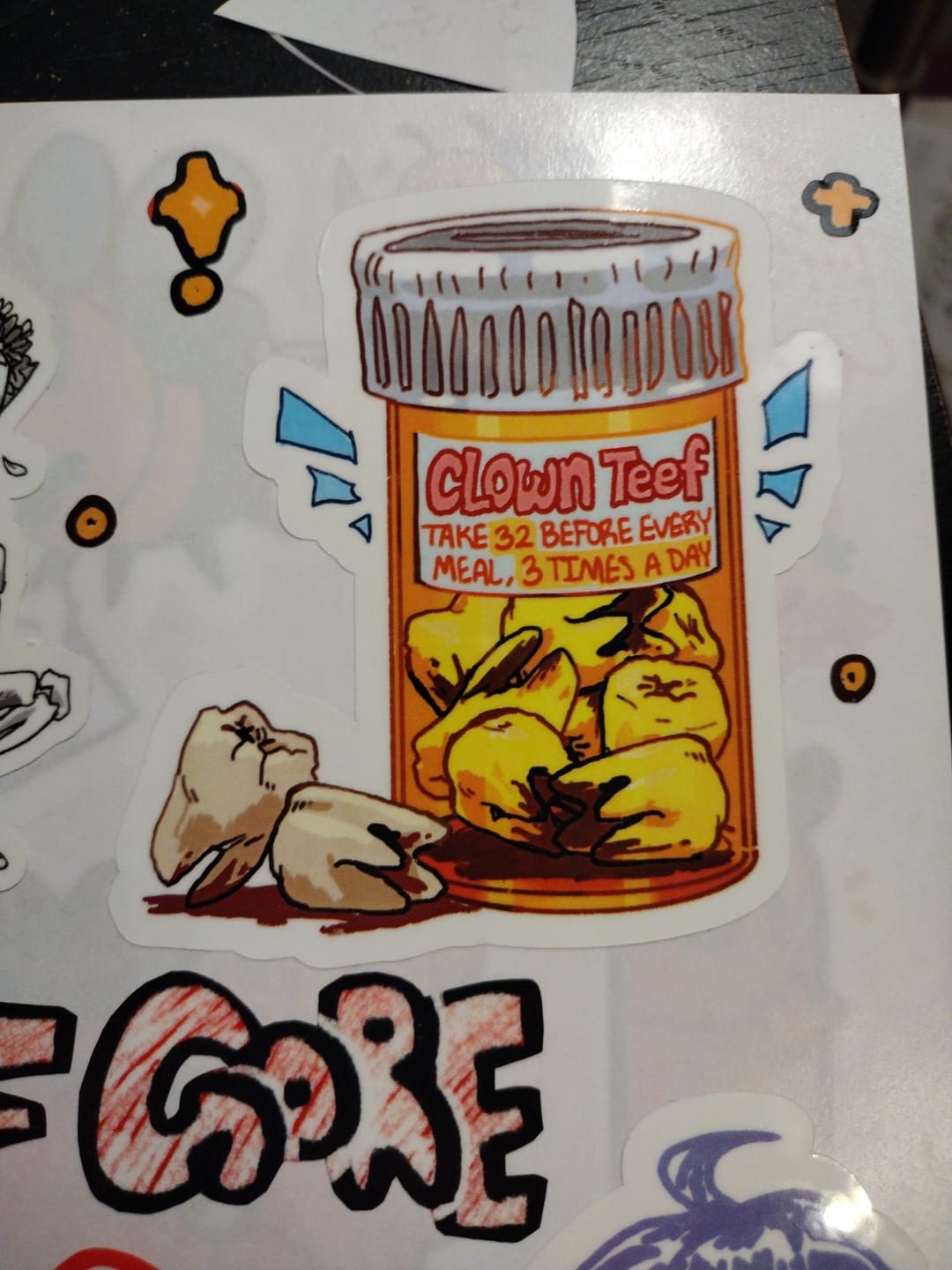 Customer photo review of Teeth Pills Stickers!