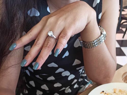 Customer photo review of 1.5ct Lotus Engagement Ring