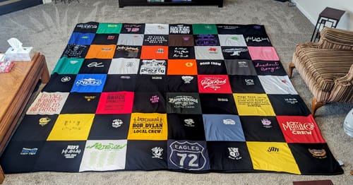T-shirt quilt with music, live events themes by Trisha from IN