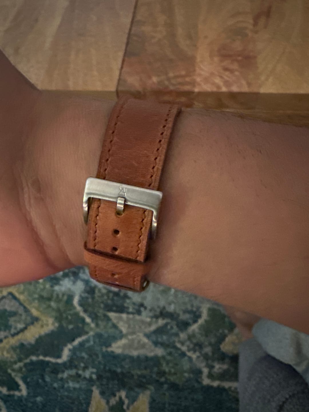 Customer photo review of Italian Wax Leather Watch Strap - Chestnut Brown
