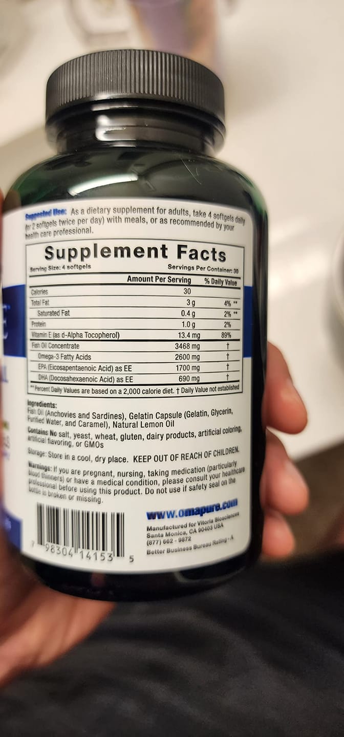 Customer photo review of OMAPURE Omega-3 Fish Oil