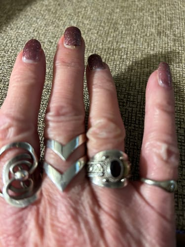 Customer photo review of Full Finger Chevron Sterling Silver Ring