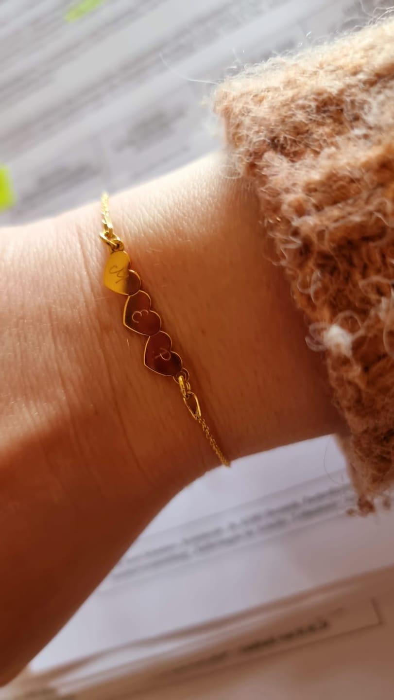 Customer photo review of Armband d’amour mit Gravur 3 Herzen
