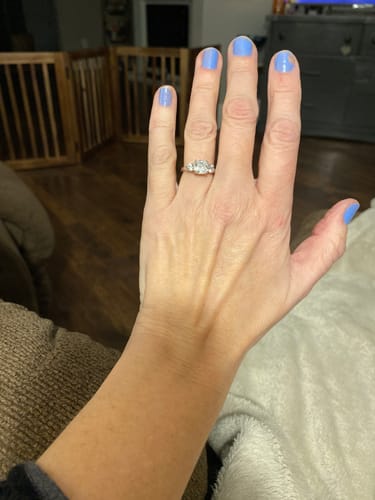 Customer photo review of 3-Stone 2ct Cushion CZ Ring in Sterling Silver