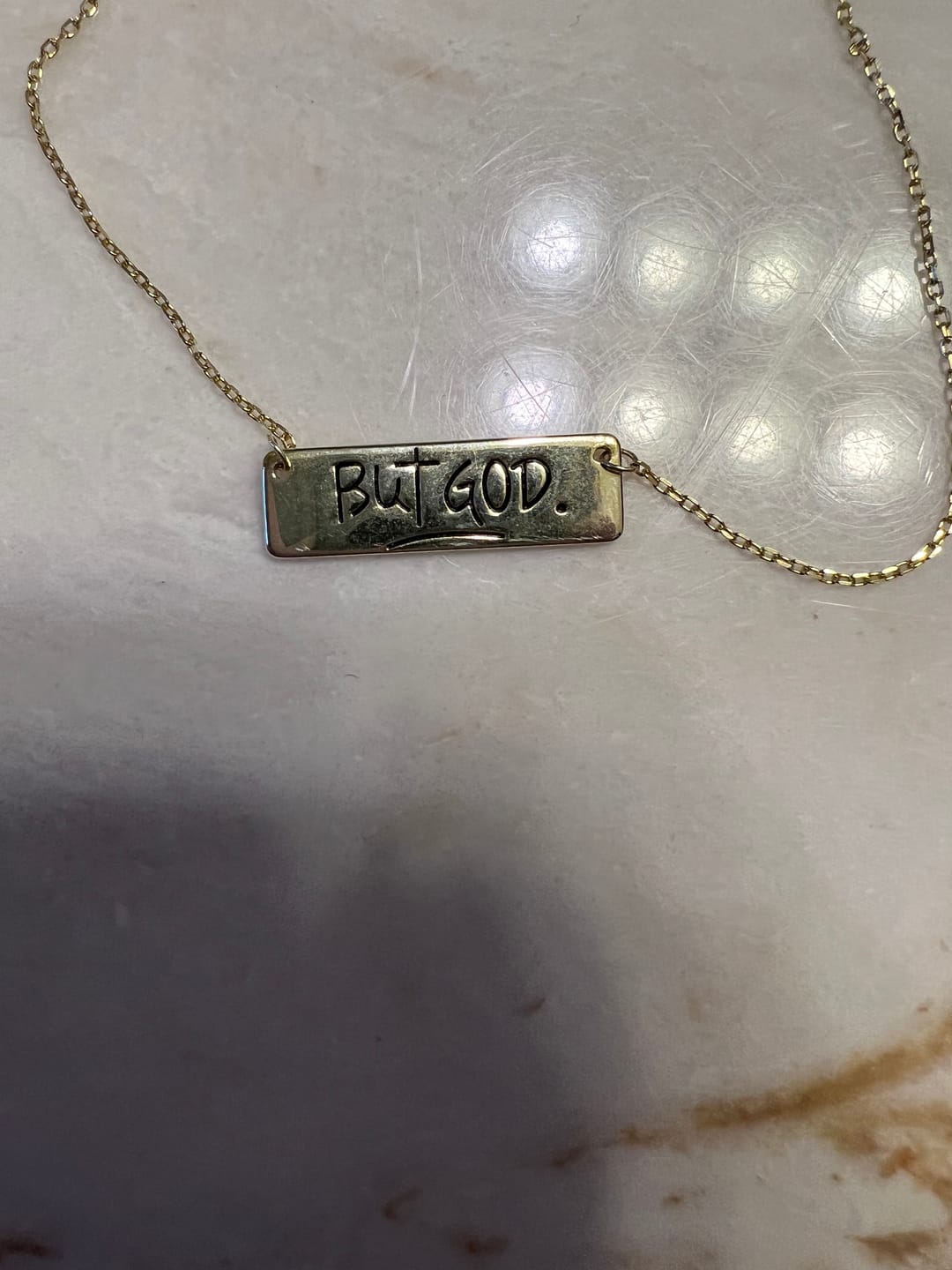 Customer photo review of but God necklace