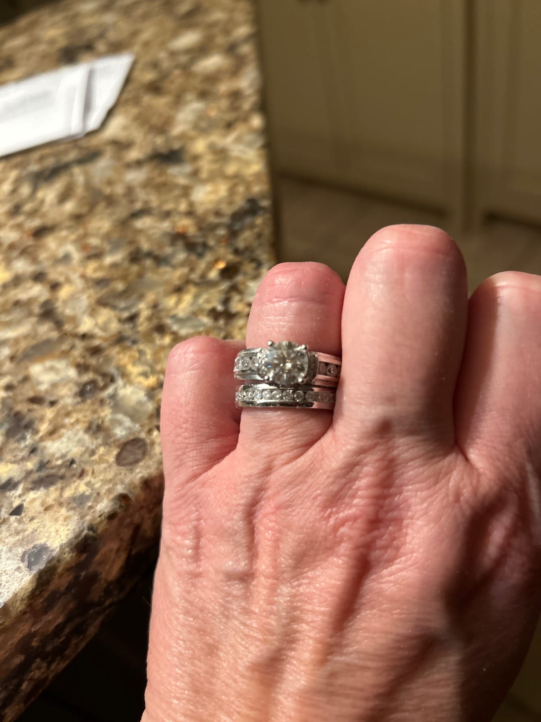 Customer photo review of Channel Set Moissanite Eternity Wedding Band