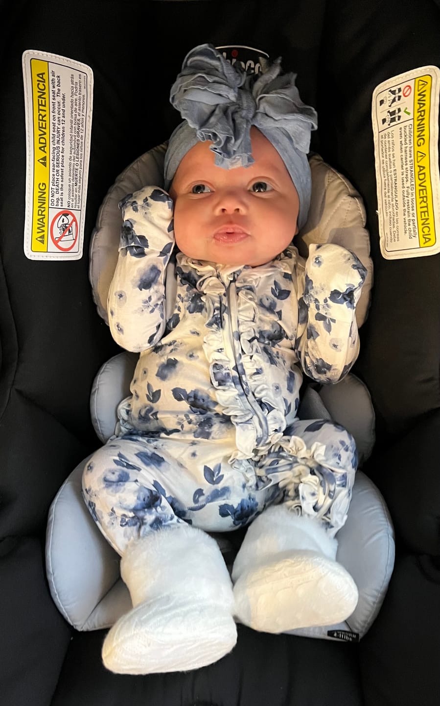 Customer photo review of Ruffled Headband- Denim