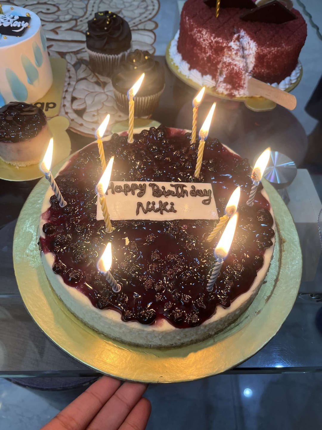 Customer photo review of Blueberry Baked Cheesecake