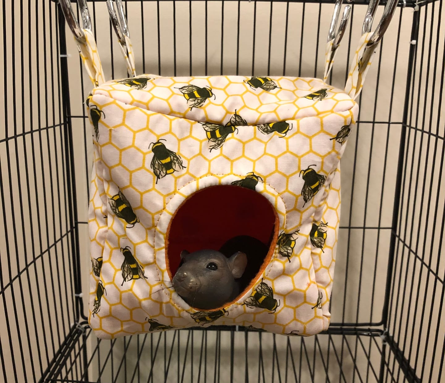 Customer photo review of Bees on Honeycomb Rose & Hubble Cotton Poplin Fabric