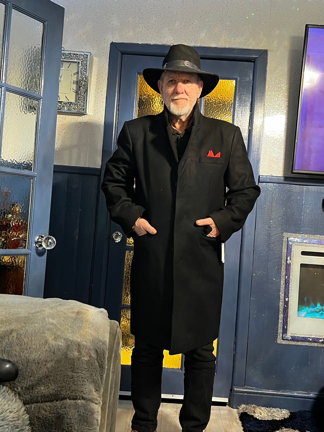 Customer photo review of Mens Overcoat in Wool - Black