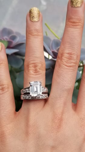 Customer photo review of Solitaire 3.8ct Emerald Cut CZ Ring in Sterling Silver