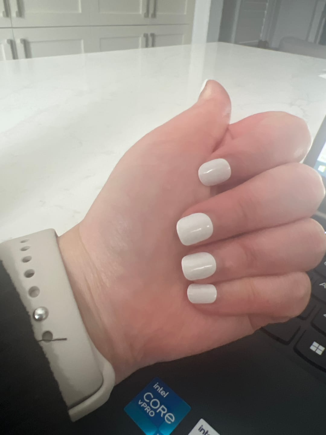 Customer photo review of Icing Sugar White DIY Semicured Gel Nail Sticker Kit