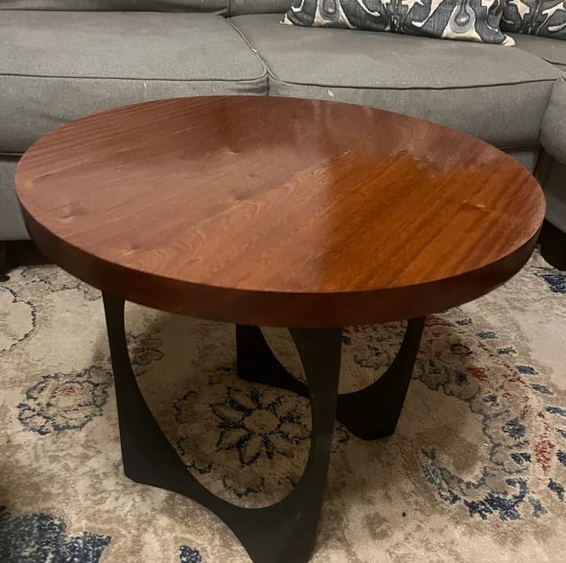 Customer photo review of Bench Legs 110 Oria 16H for Woodworking, Live Edge Tabletop