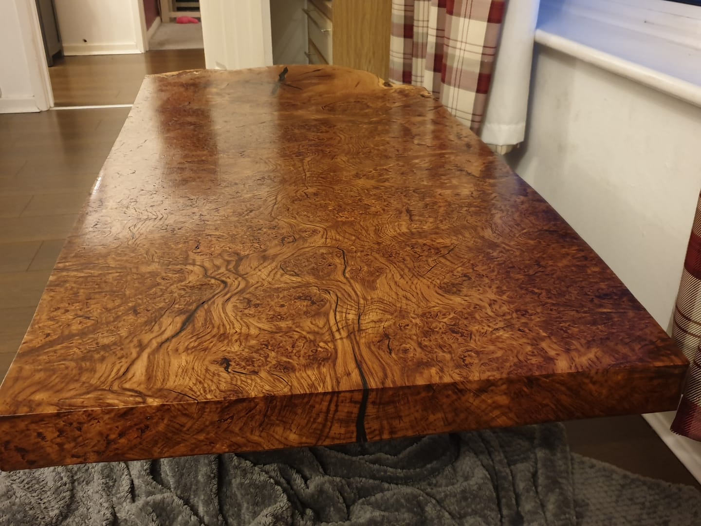 Customer photo review of Chunky Live Edge Character Oak Shelves