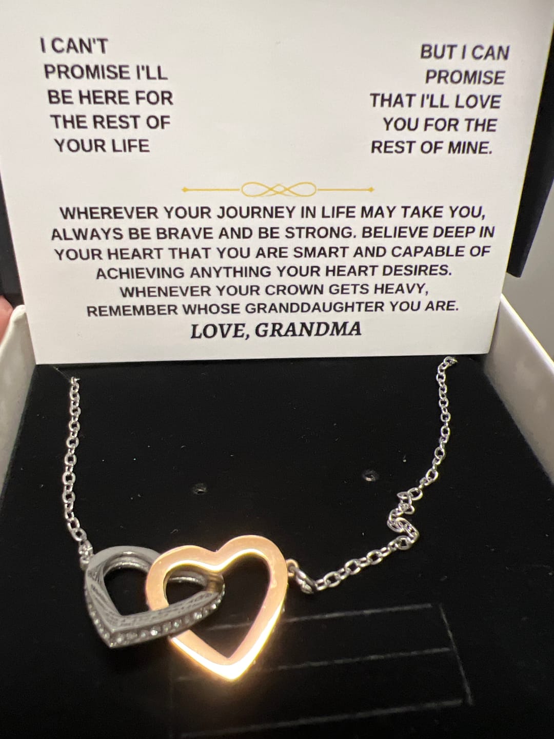 Customer photo review of [ALMOST SOLD OUT] To My Beautiful Granddaughter - Intertwined Hearts Keepsake Necklace Gift Set - SS117GM