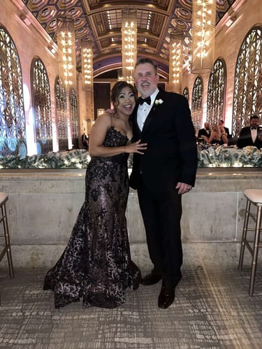 Customer photo review of Embroidered Lace Sleeveless Mermaid Gown