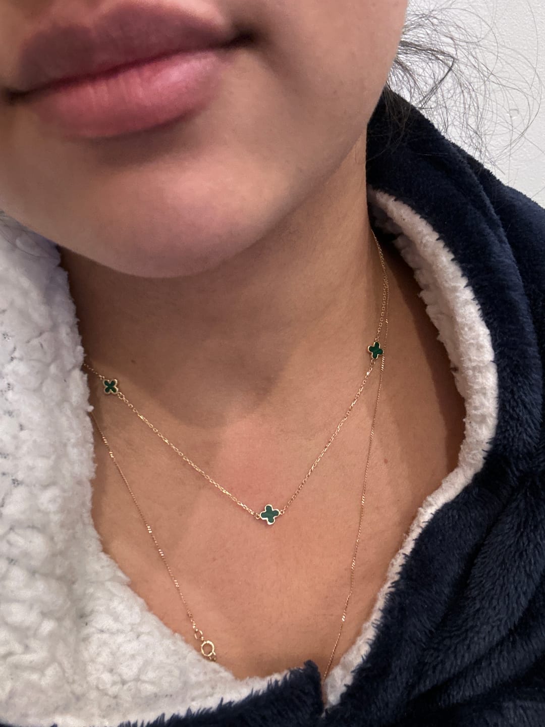 Customer photo review of Lucky Clover Gold Station 9K Gold Necklace