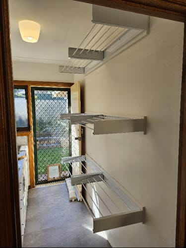 Customer photo review of Wall Mounted Drying Rack - Foldable Indoor and Outdoor Drying Rack