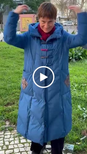 Customer video review of Women Ethnic Patch Spliced Long Hooded Down Coat