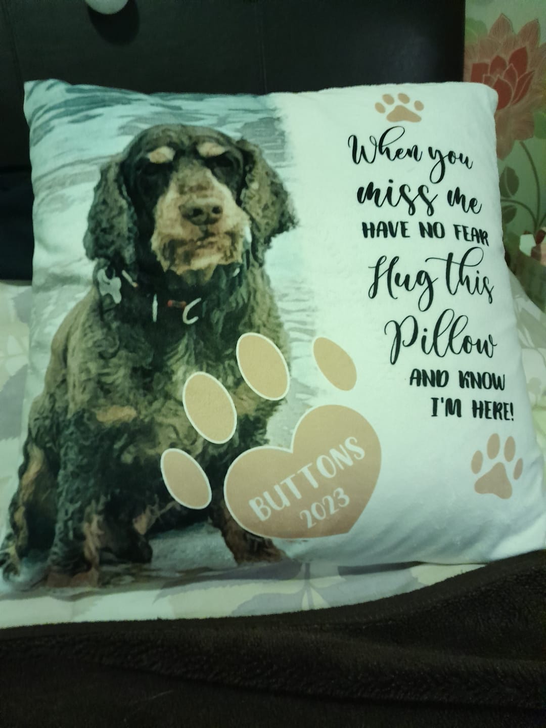 Customer photo review of When you miss me - Personalised pillow
