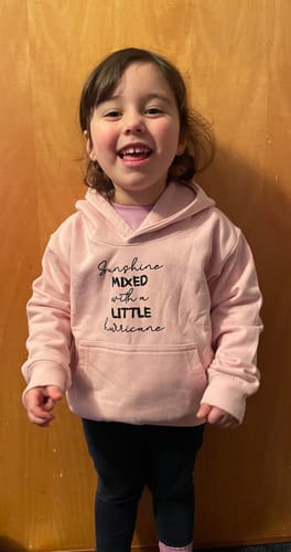 Customer photo review of Sunshine & Hurricanes Kids Hoodie