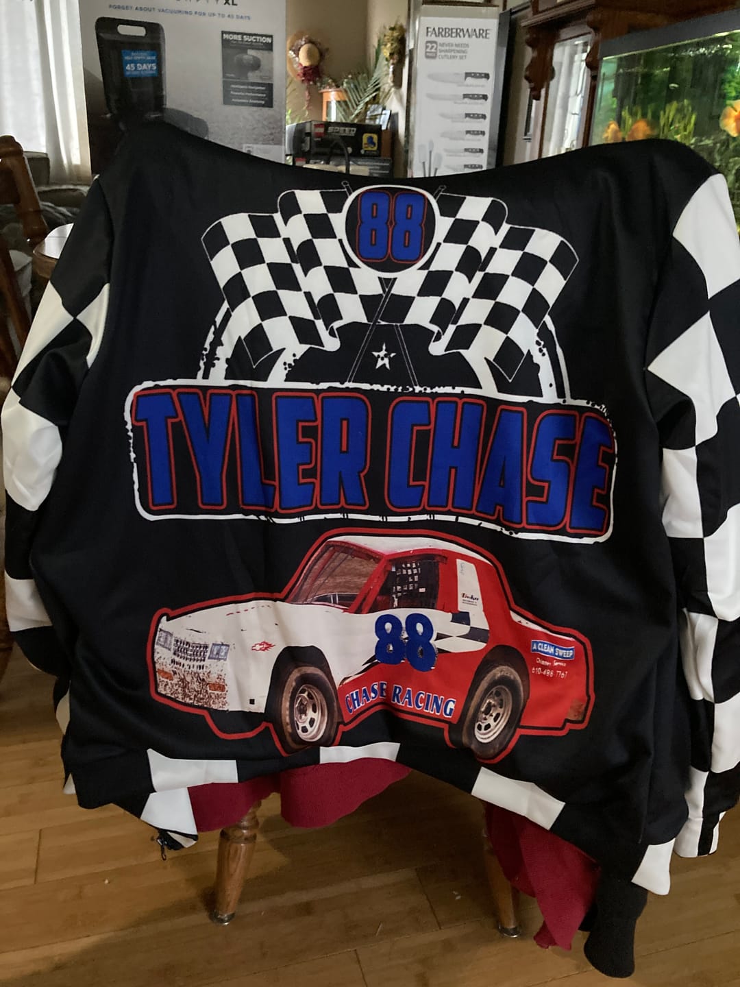 Customer photo review of Custom Car Photo Racing Checkered Sherpa Jacket