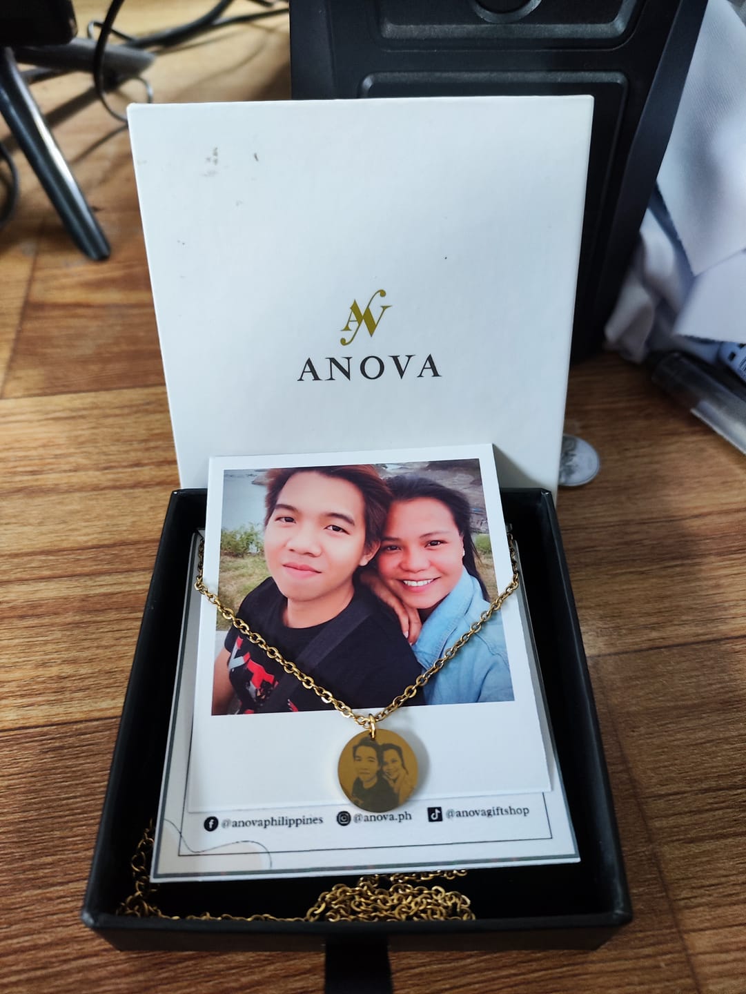 Customer photo review of Photo Engraved Portrait Necklace Gift