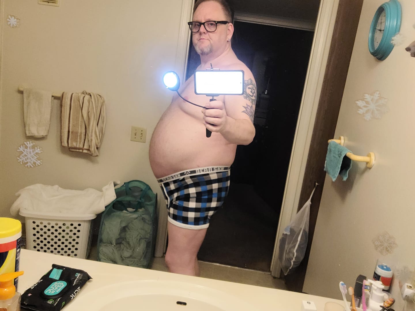 Customer photo review of Bamboo Boxer Brief - Ice Blue Backwoods