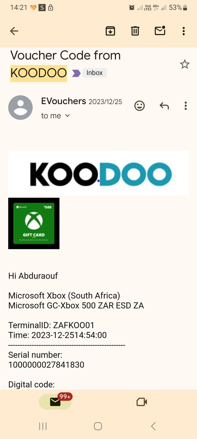 Customer photo review of Microsoft Xbox 500 ZAR ESD ZA - Digital Code will be emailed