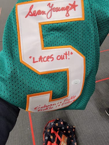 Customer photo review of Ray Finkle Ace Ventura Pet Detective Football Jersey
