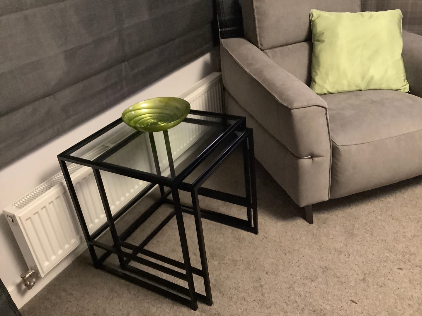 Customer photo review of Aria Glass Metal Nesting Side Tables - Black