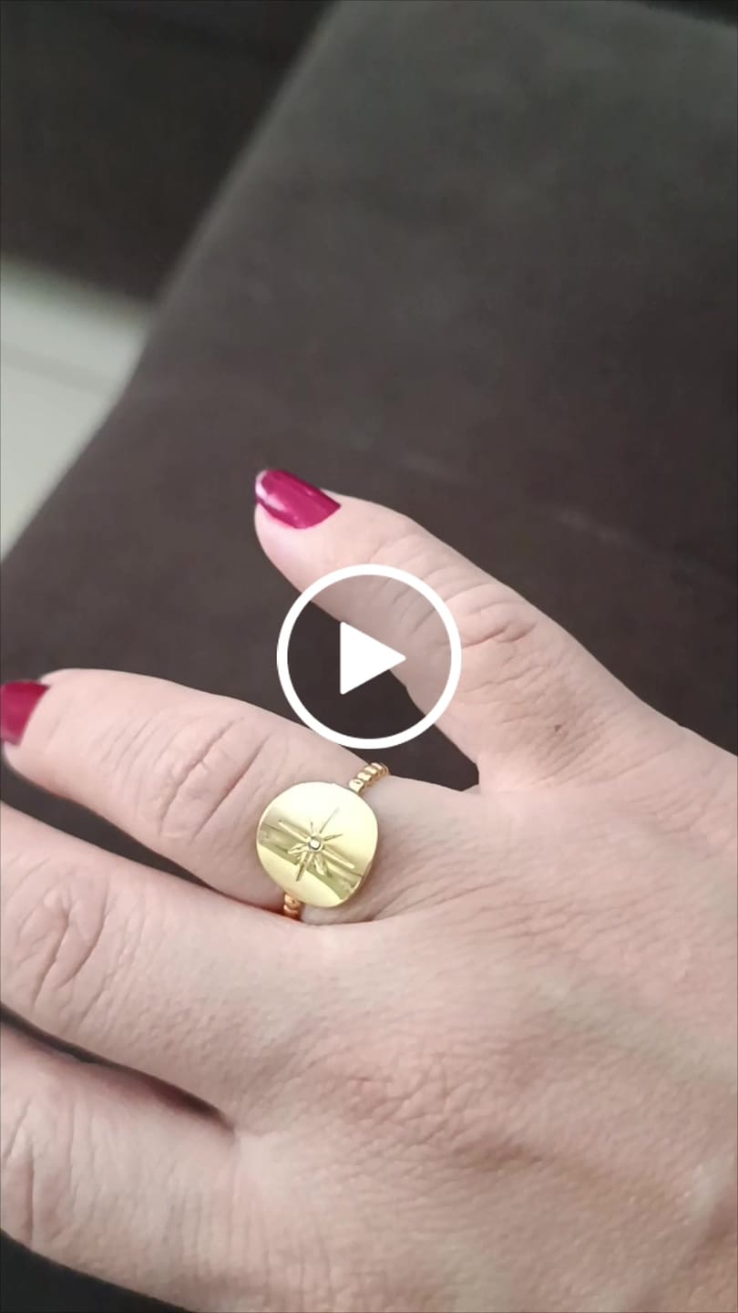 Customer video review of Anel Ajustável Estrela Náutica Banhado em Ouro 18k