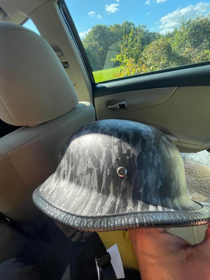Customer photo review of Lightest German Style Mayan DOT Half Helmet - Carbon Fiber Black