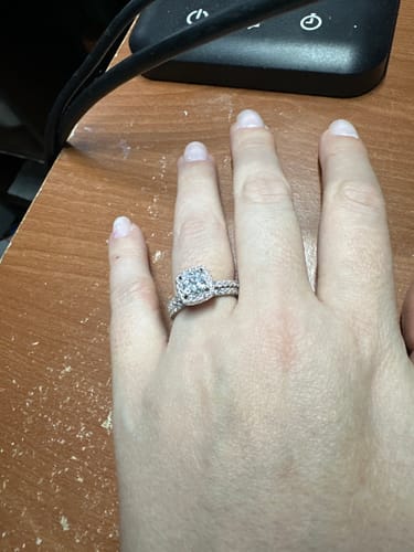 Customer photo review of Halo Cushion Cut CZ Ring in Sterling Silver