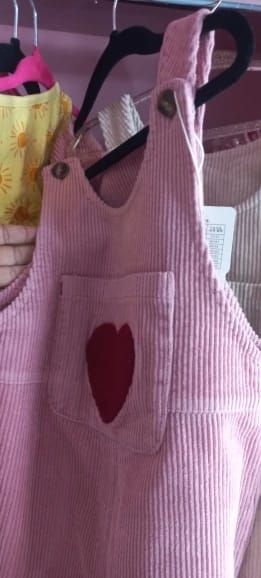Customer photo review of Corduroy Heart Print Jumpsuit