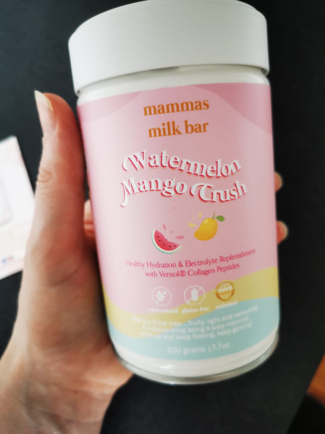 Customer photo review of Watermelon Mango Crush Hydration Electrolyte Drink with Verisol® Collagen