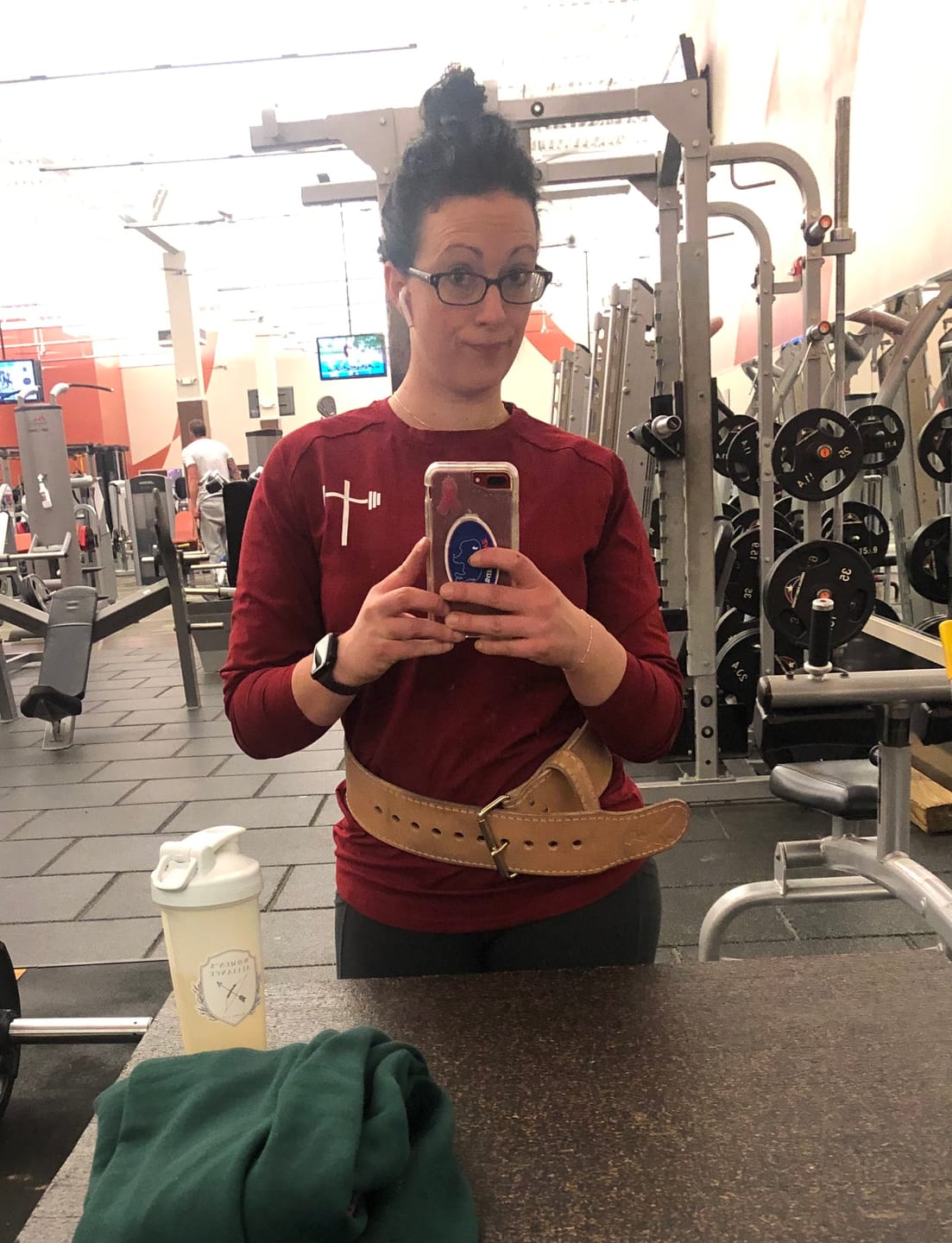 Customer photo review of Long Sleeve Performance Tee - Maroon