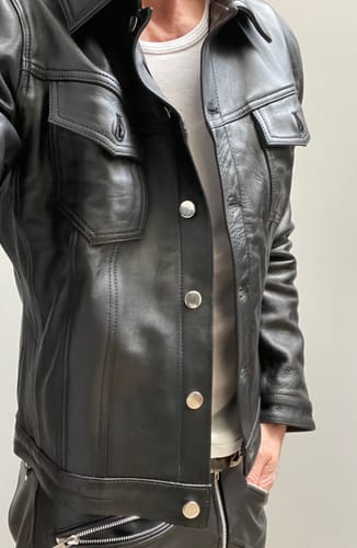Customer photo review of Leather Denim Jacket