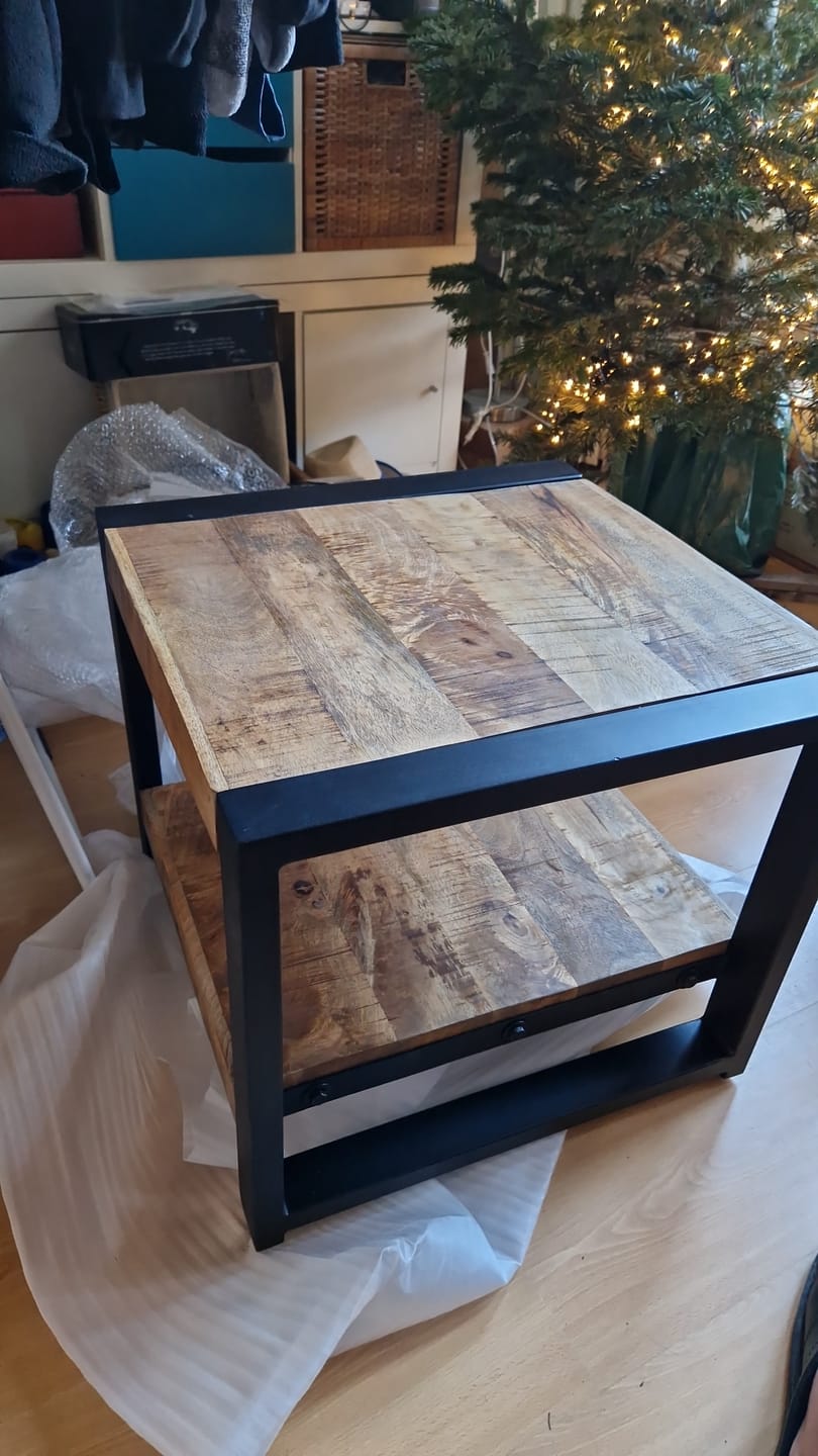 Customer photo review of Salontafel Bijzettafel Industrieel Design | Mangohout en Staal | 50x50x45