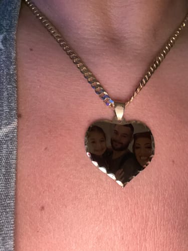 Customer photo review of Diamond Cut Heart Shape Photo Necklace