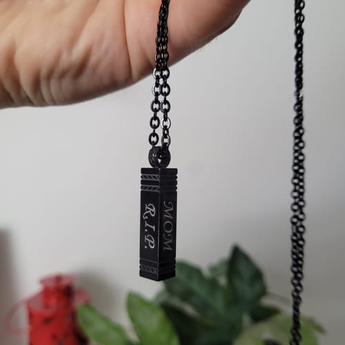 Customer photo review of Rectangle Bar Urn Pendant