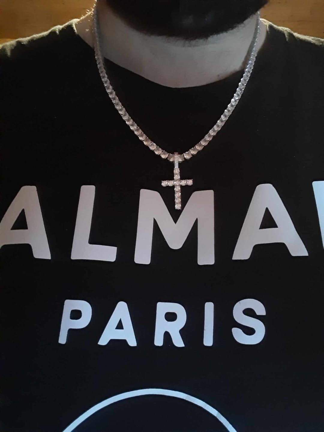 Customer photo review of CROSS PIECE PENDANT. - WHITE GOLD