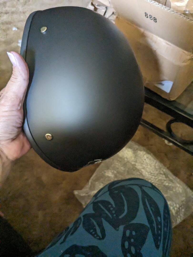 Customer photo review of Smallest & Lightest DOT Beanie Helmet - Matte Black