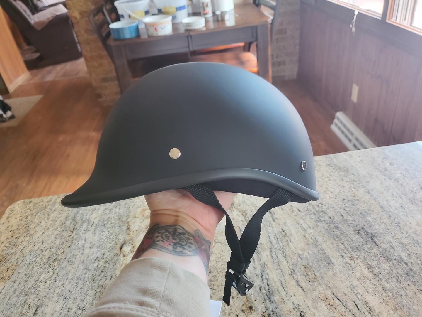 Customer photo review of Smallest & Lightest DOT Polo Helmet- Matte Black