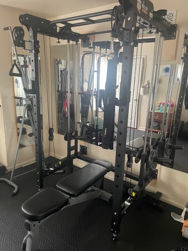 Customer photo review of Major Fitness F35 All-In-One Home Gym Wall-Mount Folding Power Rack