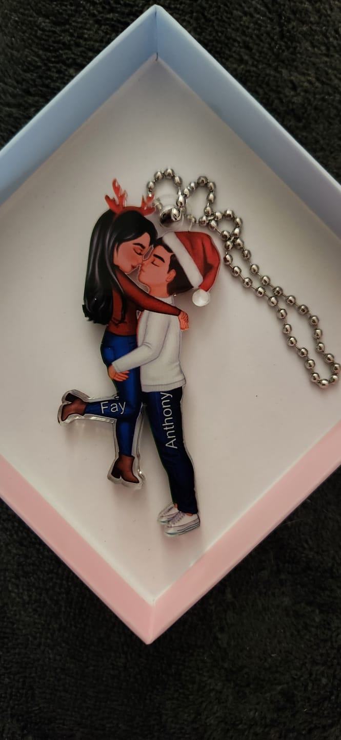 Customer photo review of Doll Couple Kissing Hugging  Personalized Ornament