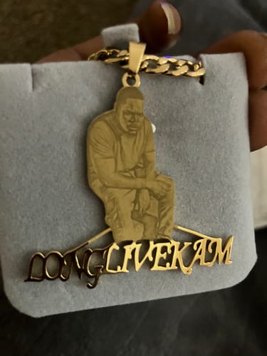 Customer photo review of Lovers Charm™ 18K Custom Engraved Necklace