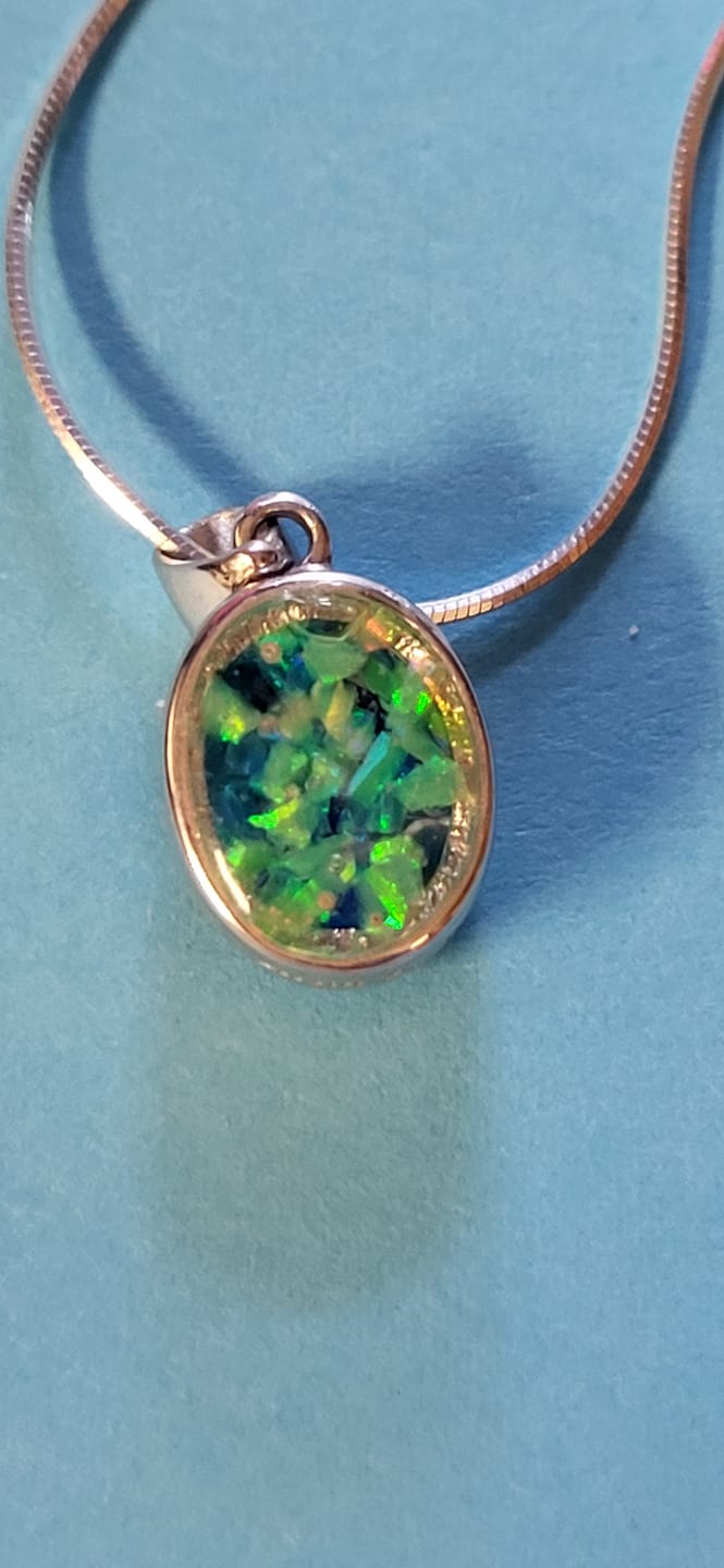 Customer photo review of Petite Oval Pendant with Cremation Ash